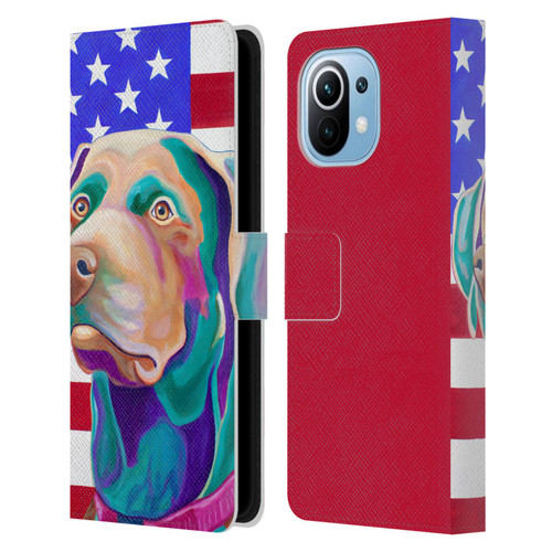Jody Wright Dog And Cat Collection US Flag Leather Book Wallet Case Cover For Xiaomi Mi 11