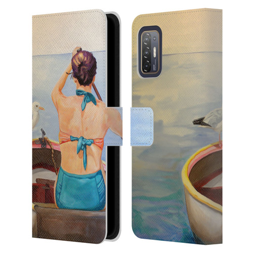 Jody Wright Life Around Us The Woman And Seagul Leather Book Wallet Case Cover For HTC Desire 21 Pro 5G
