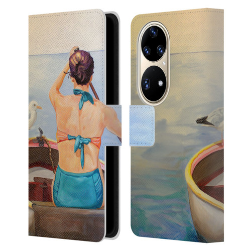 Jody Wright Life Around Us The Woman And Seagul Leather Book Wallet Case Cover For Huawei P50 Pro