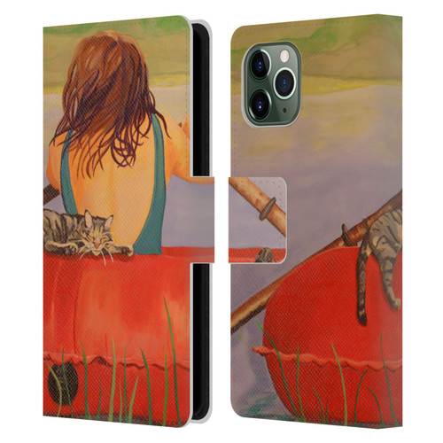Jody Wright Life Around Us The Woman And Cat Nap Leather Book Wallet Case Cover For Apple iPhone 11 Pro
