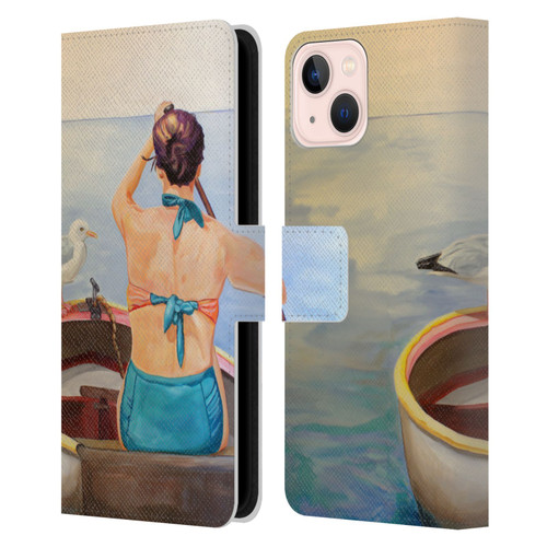 Jody Wright Life Around Us The Woman And Seagul Leather Book Wallet Case Cover For Apple iPhone 13