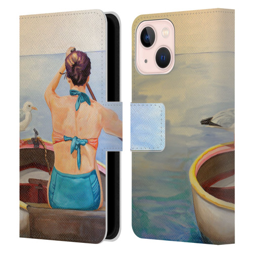Jody Wright Life Around Us The Woman And Seagul Leather Book Wallet Case Cover For Apple iPhone 13 Mini