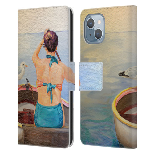 Jody Wright Life Around Us The Woman And Seagul Leather Book Wallet Case Cover For Apple iPhone 14