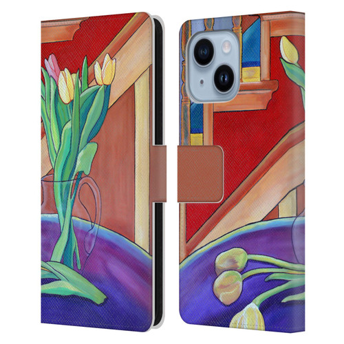 Jody Wright Life Around Us Spring Tulips Leather Book Wallet Case Cover For Apple iPhone 14 Plus