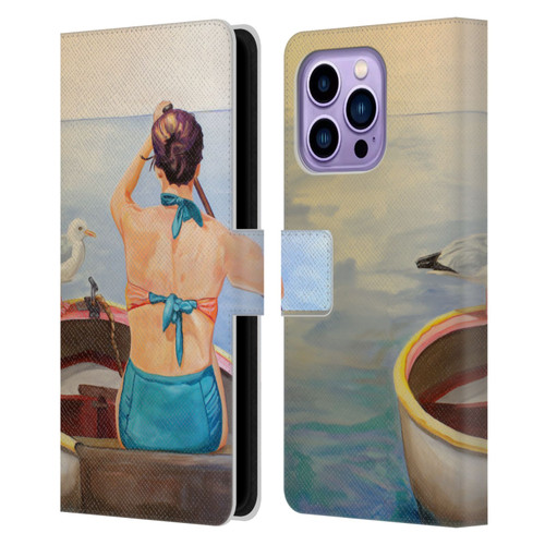Jody Wright Life Around Us The Woman And Seagul Leather Book Wallet Case Cover For Apple iPhone 14 Pro Max