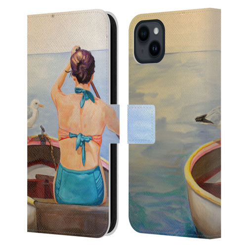 Jody Wright Life Around Us The Woman And Seagul Leather Book Wallet Case Cover For Apple iPhone 15 Plus