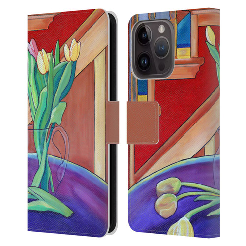 Jody Wright Life Around Us Spring Tulips Leather Book Wallet Case Cover For Apple iPhone 15 Pro