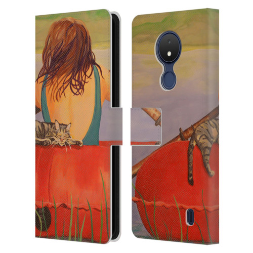 Jody Wright Life Around Us The Woman And Cat Nap Leather Book Wallet Case Cover For Nokia C21