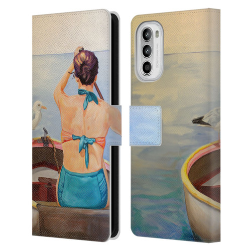 Jody Wright Life Around Us The Woman And Seagul Leather Book Wallet Case Cover For Motorola Moto G52