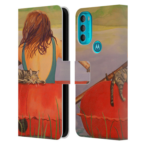 Jody Wright Life Around Us The Woman And Cat Nap Leather Book Wallet Case Cover For Motorola Moto G71 5G