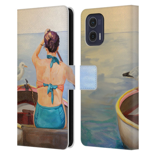 Jody Wright Life Around Us The Woman And Seagul Leather Book Wallet Case Cover For Motorola Moto G73 5G