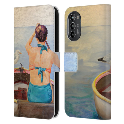 Jody Wright Life Around Us The Woman And Seagul Leather Book Wallet Case Cover For Motorola Moto G82 5G