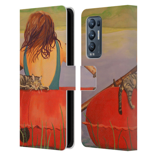 Jody Wright Life Around Us The Woman And Cat Nap Leather Book Wallet Case Cover For OPPO Find X3 Neo / Reno5 Pro+ 5G