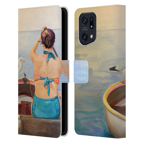 Jody Wright Life Around Us The Woman And Seagul Leather Book Wallet Case Cover For OPPO Find X5