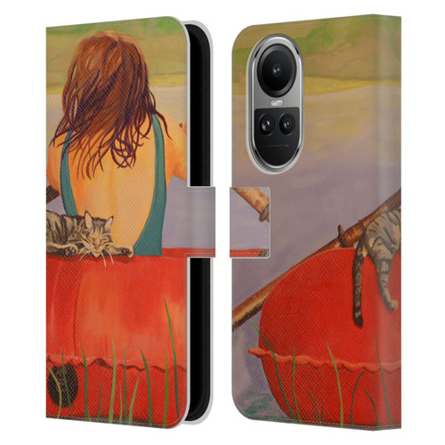 Jody Wright Life Around Us The Woman And Cat Nap Leather Book Wallet Case Cover For OPPO Reno10 5G / Reno10 Pro 5G