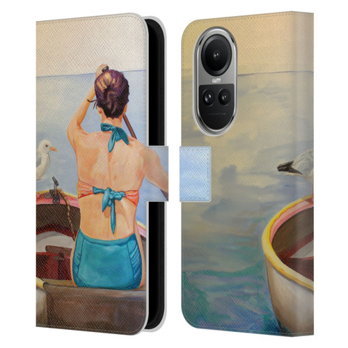 Jody Wright Life Around Us The Woman And Seagul Leather Book Wallet Case Cover For OPPO Reno10 5G / Reno10 Pro 5G