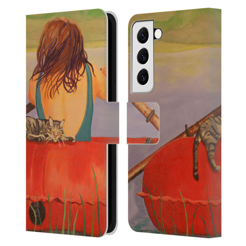 Jody Wright Life Around Us The Woman And Cat Nap Leather Book Wallet Case Cover For Samsung Galaxy S22 5G