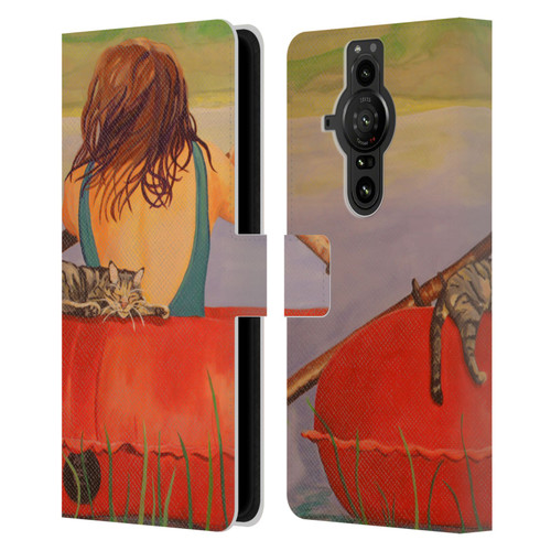 Jody Wright Life Around Us The Woman And Cat Nap Leather Book Wallet Case Cover For Sony Xperia Pro-I