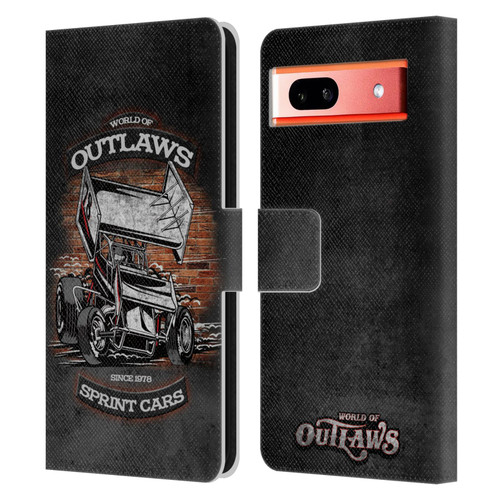 World of Outlaws Western Graphics Brickyard Sprint Car Leather Book Wallet Case Cover For Google Pixel 7a