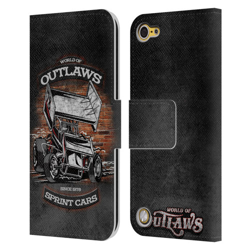 World of Outlaws Western Graphics Brickyard Sprint Car Leather Book Wallet Case Cover For Apple iPod Touch 5G 5th Gen