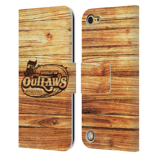 World of Outlaws Western Graphics Wood Logo Leather Book Wallet Case Cover For Apple iPod Touch 5G 5th Gen