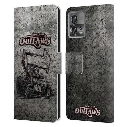 World of Outlaws Western Graphics Sprint Car Leather Book Wallet Case Cover For Motorola Moto Edge 30 Fusion