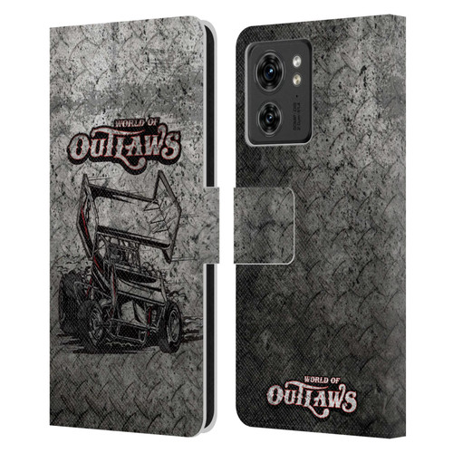 World of Outlaws Western Graphics Sprint Car Leather Book Wallet Case Cover For Motorola Moto Edge 40