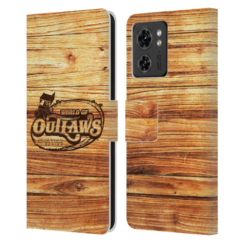 World of Outlaws Western Graphics Wood Logo Leather Book Wallet Case Cover For Motorola Moto Edge 40