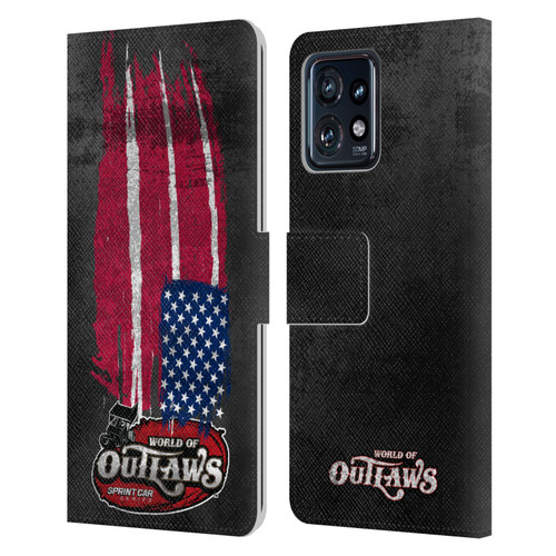 World of Outlaws Western Graphics US Flag Distressed Leather Book Wallet Case Cover For Motorola Moto Edge 40 Pro