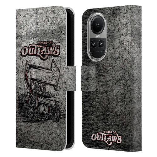 World of Outlaws Western Graphics Sprint Car Leather Book Wallet Case Cover For OPPO Reno10 5G / Reno10 Pro 5G