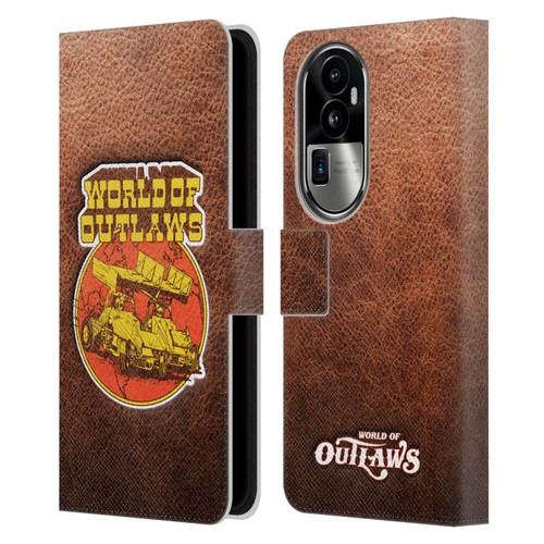 World of Outlaws Western Graphics Sprint Car Leather Print Leather Book Wallet Case Cover For OPPO Reno10 Pro+