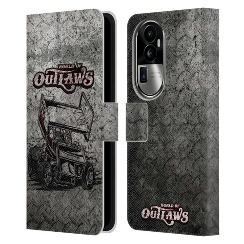 World of Outlaws Western Graphics Sprint Car Leather Book Wallet Case Cover For OPPO Reno10 Pro+