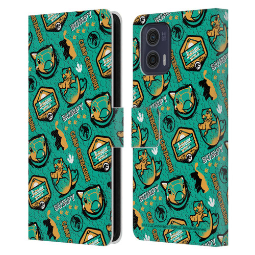 Jurassic World: Camp Cretaceous Character Art Pattern Bumpy Leather Book Wallet Case Cover For Motorola Moto G73 5G