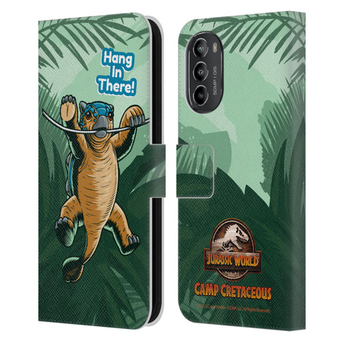 Jurassic World: Camp Cretaceous Character Art Hang In There Leather Book Wallet Case Cover For Motorola Moto G82 5G