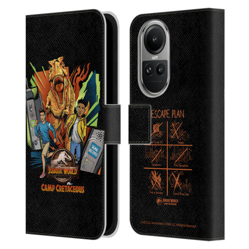 Jurassic World: Camp Cretaceous Character Art Signal Leather Book Wallet Case Cover For OPPO Reno10 5G / Reno10 Pro 5G