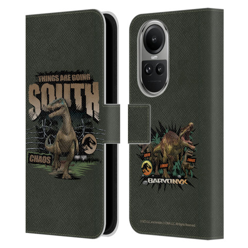 Jurassic World: Camp Cretaceous Dinosaur Graphics Things Are Going South Leather Book Wallet Case Cover For OPPO Reno10 5G / Reno10 Pro 5G