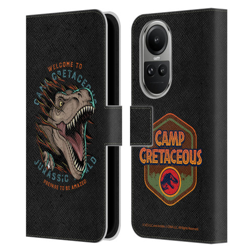 Jurassic World: Camp Cretaceous Dinosaur Graphics Welcome Leather Book Wallet Case Cover For OPPO Reno10 5G / Reno10 Pro 5G
