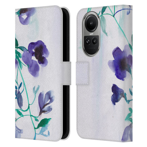 Mai Autumn Floral Blooms Moon Drops Leather Book Wallet Case Cover For OPPO Reno10 5G / Reno10 Pro 5G