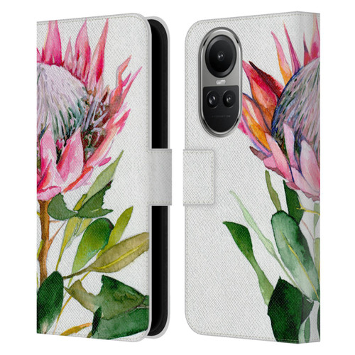 Mai Autumn Floral Blooms Protea Leather Book Wallet Case Cover For OPPO Reno10 5G / Reno10 Pro 5G