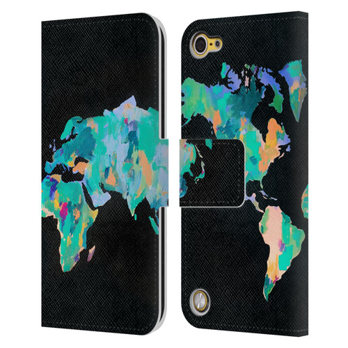 Mai Autumn Paintings World Map Leather Book Wallet Case Cover For Apple iPod Touch 5G 5th Gen