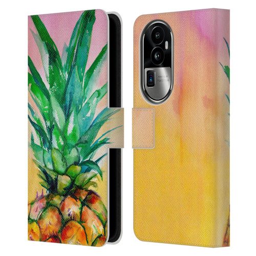 Mai Autumn Paintings Ombre Pineapple Leather Book Wallet Case Cover For OPPO Reno10 Pro+