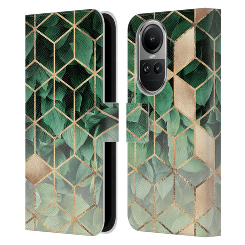 Elisabeth Fredriksson Sparkles Leaves And Cubes Leather Book Wallet Case Cover For OPPO Reno10 5G / Reno10 Pro 5G