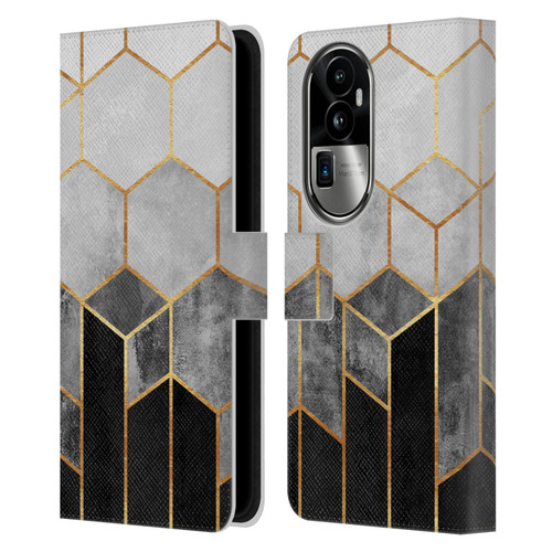 Elisabeth Fredriksson Sparkles Charcoal Hexagons Leather Book Wallet Case Cover For OPPO Reno10 Pro+