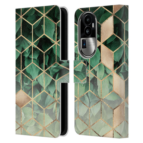 Elisabeth Fredriksson Sparkles Leaves And Cubes Leather Book Wallet Case Cover For OPPO Reno10 Pro+