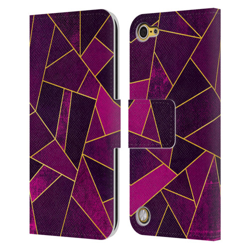 Elisabeth Fredriksson Stone Collection Purple Leather Book Wallet Case Cover For Apple iPod Touch 5G 5th Gen