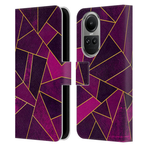 Elisabeth Fredriksson Stone Collection Purple Leather Book Wallet Case Cover For OPPO Reno10 5G / Reno10 Pro 5G