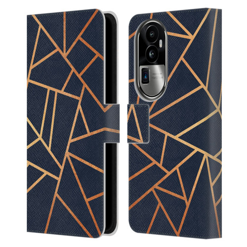 Elisabeth Fredriksson Stone Collection Copper And Midnight Navy Leather Book Wallet Case Cover For OPPO Reno10 Pro+
