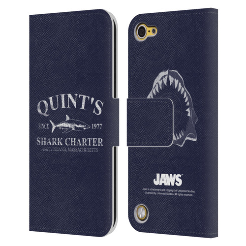 Jaws I Key Art Quint's Shark Charter Leather Book Wallet Case Cover For Apple iPod Touch 5G 5th Gen