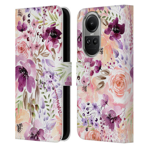 Anis Illustration Bloomers Floral Chaos Leather Book Wallet Case Cover For OPPO Reno10 5G / Reno10 Pro 5G