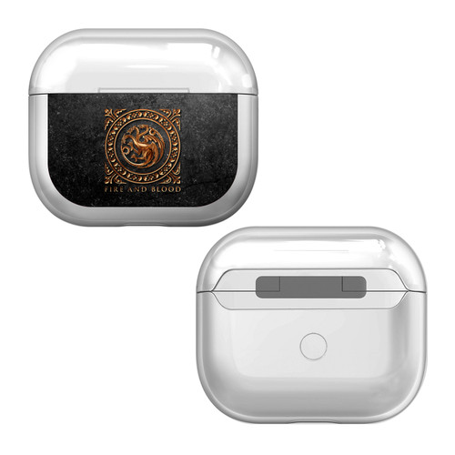 HBO Game of Thrones Distressed Sigils House Targaryen Clear Hard Crystal Cover Case for Apple AirPods 3 3rd Gen Charging Case